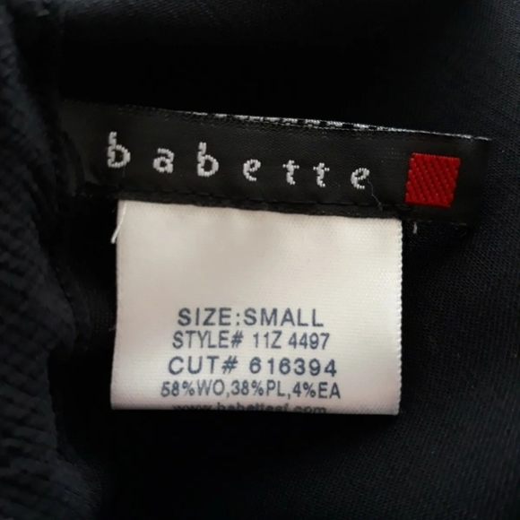 EUC Babette Small Black Midi Skirt Wool Blend Ruched Insert Pullon Elastic Waist - Picture 7 of 9